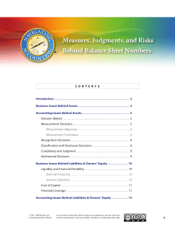 Measures, Judgments, and Risks Behind Balance Sheet Numbers