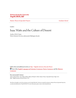 Isaac Watts and the Culture of Dissent - TopSCHOLAR