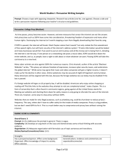 World Studies I: Persuasive Writing Samples