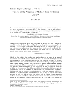 Samuel Taylor Coleridge (1772-1834) “Essays on the Principles of