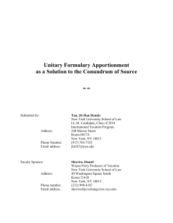 Formulary Apportionment as a Solution to the Problem of Source