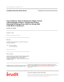 Gary Tomlinson. Music in Renaissance Magic