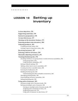Setting up inventory