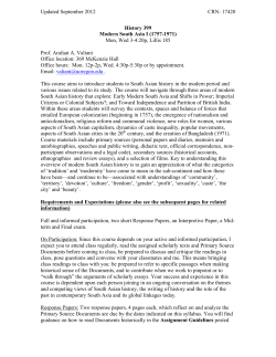 modern south asia I - UO History department