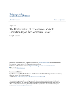 The Reaffirmation of Federalism as a Viable Limitation Upon the
