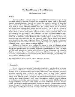 The Role of Humour in Travel Literature Rosalind Buckton