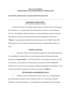 1 STATE OF FLORIDA DEPARTMENT OF ENVIRONMENTAL