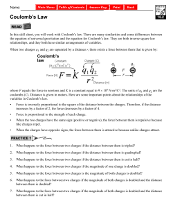 Coulomb`s Law Homework