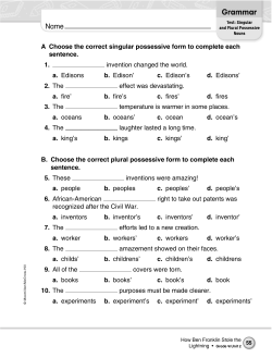 A Choose the correct singular possessive form to complete each