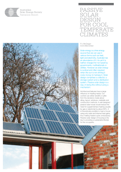 Passive solar Design for Cool temPerate Climates