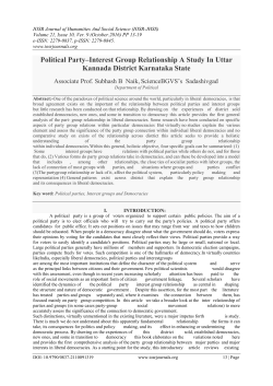 Political Party&ndash;Interest Group Relationship A Study In Uttar Kannada