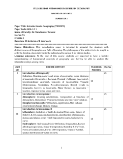 SYLLABUS FOR AUTONOMOUS COURSES IN GEOGRAPHY