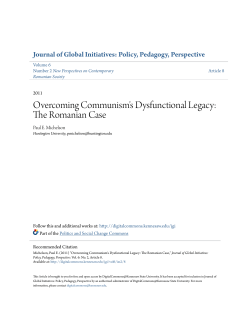 Overcoming Communism`s Dysfunctional Legacy: The Romanian