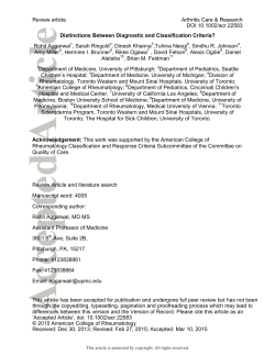 Distinctions between diagnostic and classification criteria?