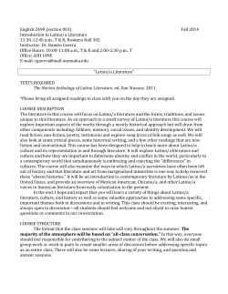 ENG 2490-001 Introduction to Latino/a Literature