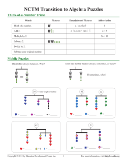 NCTM Transition to Algebra Puzzles