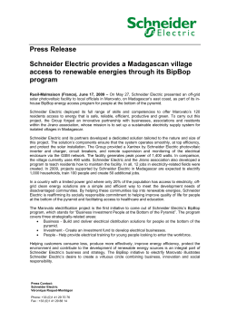 Press Release Schneider Electric provides a Madagascan village