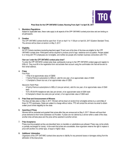Prize Draw for the CPF ONTARIO Contest, Running From April