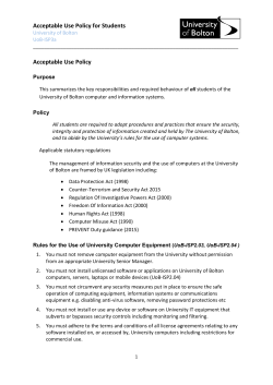 Acceptable Use Policy for Students Acceptable Use Policy