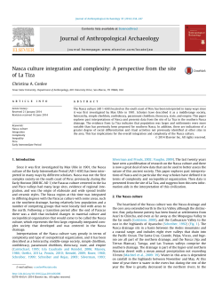 Nasca culture integration and complexity: A