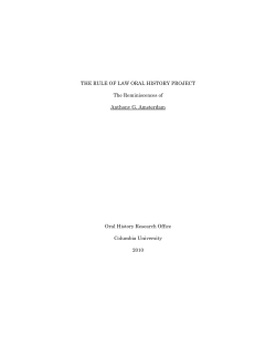 THE RULE OF LAW ORAL HISTORY PROJECT The Reminiscences