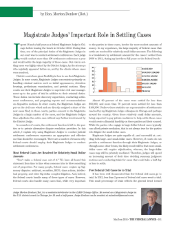Magistrate Judges` Important Role in Settling Cases