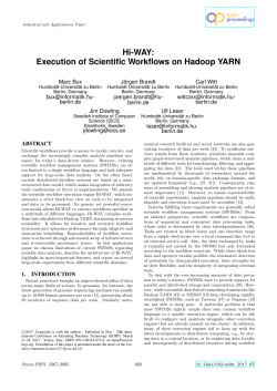 Hi-WAY: Execution of Scientific Workflows on Hadoop YARN
