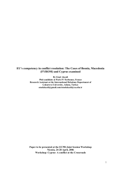 EU&trade;s competency in conflict resolution: The Cases of Bosnia