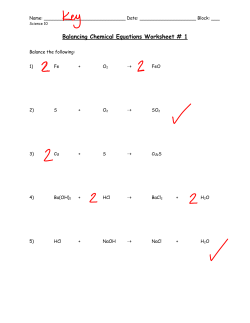 Balancing Chemical Equations Worksheet # 1