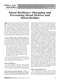 Moral Resilience: Managing and Preventing Moral Distress and