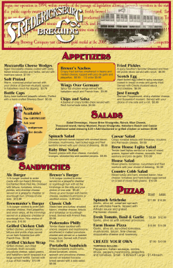 Brewery menu - Fredericksburg Brewing Company