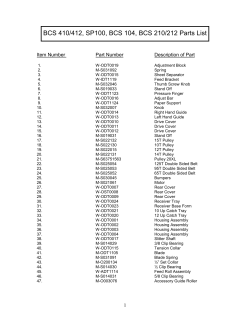 BCS 410/412, SP100, BCS 104, BCS 210/212 Parts List