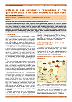 Molecular and epigenetic regulations of the quiescent state in the