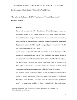 Hercules, the Hydra, and the 1801 Constitution of Toussaint