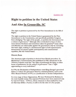 Right to petition in the United States And Also In Greenville, SC