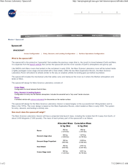 Mars Science Laboratory Specs