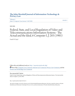 Federal, State, and Local Regulation of Video and
