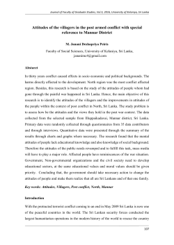 Attitudes of the villagers in the post armed conflict with special