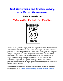 Unit Conversions and Problem Solving with Metric Measurement