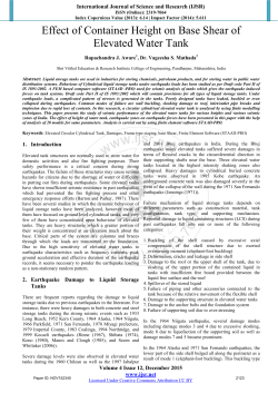 Effect of Container Height on Base Shear of Elevated Water Tank