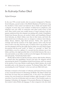 In Kalvarija Father Died - Bellevue Literary Review