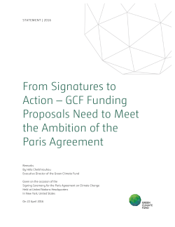 From Signatures to Action &ndash; GCF Funding Proposals Need to Meet