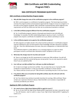 SNA Certificate and SNS Credentialing Program FAQ`s
