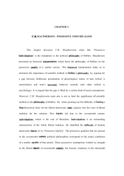 CHAPTER V CJL MACPHERSON: POSSESSIVE INDIVIDUALISM