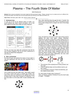 Plasma &ndash; The Fourth State Of Matter
