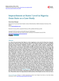 Impeachment at States` Level in Nigeria: Osun State as a Case Study