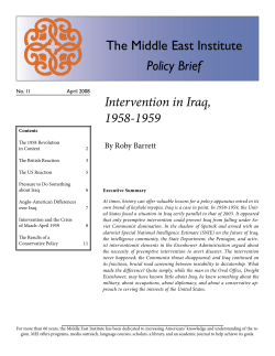 Intervention in Iraq, 1958-1959 The Middle East Institute Policy Brief