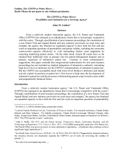 Golden, The USPTO as Prime Mover - DePaul University College of