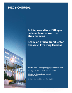 HEC Montréal`s Policy on Ethical Conduct for Research Involving