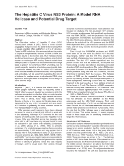 The Hepatitis C Virus NS3 Protein: A Model RNA Helicase and